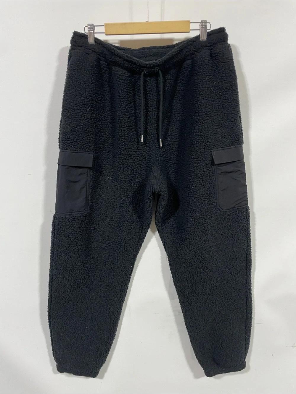 Jordan Black Sherpa Cargo Pants with Drawstring Waist